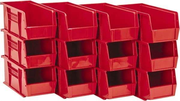 Quantum Storage - 30 Lb. Load Capacity, 10-7/8" Deep, Red Polypropylene Hopper Stacking Bin - 5" High x 5-1/2" Wide x 10-7/8" Long - A1 Tooling