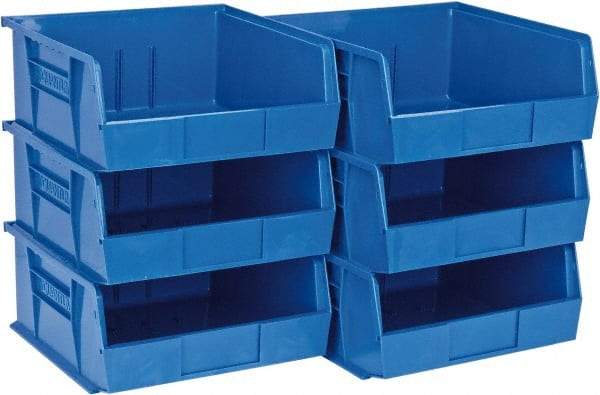 Quantum Storage - 50 Lb. Load Capacity, 10-7/8" Deep, Blue Polypropylene Hopper Stacking Bin - 5" High x 11" Wide x 10-7/8" Long - A1 Tooling