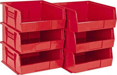 Quantum Storage - 50 Lb. Load Capacity, 10-7/8" Deep, Red Polypropylene Hopper Stacking Bin - 5" High x 11" Wide x 10-7/8" Long - A1 Tooling