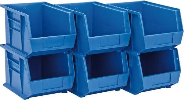 Quantum Storage - 50 Lb. Load Capacity, 10-3/4" Deep, Blue Polypropylene Hopper Stacking Bin - 7" High x 8-1/4" Wide x 10-3/4" Long - A1 Tooling