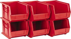 Quantum Storage - 50 Lb. Load Capacity, 10-3/4" Deep, Red Polypropylene Hopper Stacking Bin - 7" High x 8-1/4" Wide x 10-3/4" Long - A1 Tooling