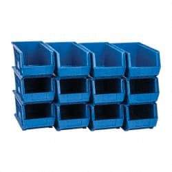 Quantum Storage - 60 Lb. Load Capacity, 14-3/4" Deep, Blue Polypropylene Hopper Stacking Bin - 7" High x 8-1/4" Wide x 14-3/4" Long - A1 Tooling