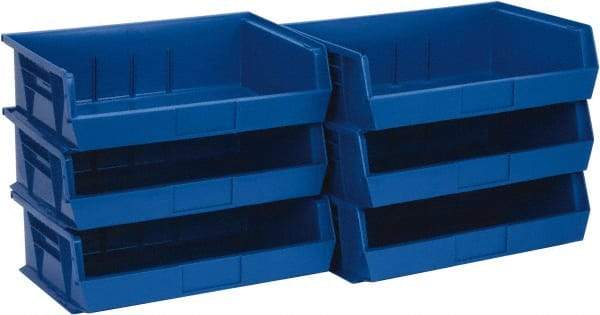 Quantum Storage - 60 Lb. Load Capacity, 10-7/8" Deep, Blue Polypropylene Hopper Stacking Bin - 5" High x 16-1/2" Wide x 10-7/8" Long - A1 Tooling