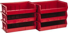 Quantum Storage - 60 Lb. Load Capacity, 10-7/8" Deep, Red Polypropylene Hopper Stacking Bin - 5" High x 16-1/2" Wide x 10-7/8" Long - A1 Tooling