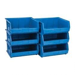 Quantum Storage - 75 Lb. Load Capacity, 14-3/4" Deep, Blue Polypropylene Hopper Stacking Bin - 7" High x 16-1/2" Wide x 14-3/4" Long - A1 Tooling