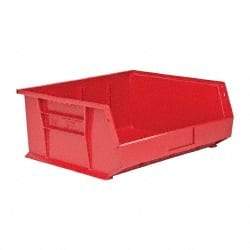 Quantum Storage - 75 Lb. Load Capacity, 14-3/4" Deep, Red Polypropylene Hopper Stacking Bin - 7" High x 16-1/2" Wide x 14-3/4" Long - A1 Tooling