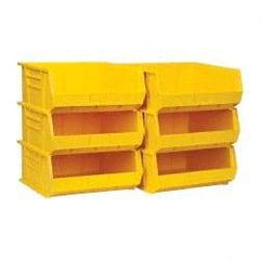 Quantum Storage - 75 Lb. Load Capacity, 14-3/4" Deep, Yellow Polypropylene Hopper Stacking Bin - 7" High x 16-1/2" Wide x 14-3/4" Long - A1 Tooling