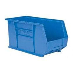 Quantum Storage - 60 Lb. Load Capacity, 18" Deep, Blue Polypropylene Hopper Stacking Bin - 9" High x 8-1/4" Wide x 18" Long - A1 Tooling