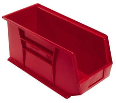 Quantum Storage - 60 Lb. Load Capacity, 18" Deep, Red Polypropylene Hopper Stacking Bin - 9" High x 8-1/4" Wide x 18" Long - A1 Tooling