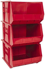 Quantum Storage - 75 Lb. Load Capacity, 18" Deep, Red Polypropylene Hopper Stacking Bin - 11" High x 16-1/2" Wide x 18" Long - A1 Tooling