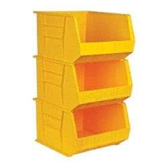 Quantum Storage - 75 Lb. Load Capacity, 18" Deep, Yellow Polypropylene Hopper Stacking Bin - 11" High x 16-1/2" Wide x 18" Long - A1 Tooling