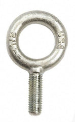 Gibraltar - 21,000 Lb Capacity, Forged Steel, 1-1/2 - 7 Thread, Fixed Lifting Eye Bolt - Fully Threaded, 3-1/2" Shank, 3-1/2" Thread Length, No Shoulder - A1 Tooling