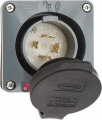 Hubbell Wiring Device-Kellems - 480 VAC, 20 Amp, L16-20P NEMA, Self Grounding Inlet - 3 Poles, 4 Wire, Male End, Gray - A1 Tooling