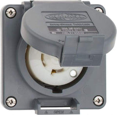 Hubbell Wiring Device-Kellems - 600 VAC, 30 Amp, L17-30R NEMA, Self Grounding Receptacle - 3 Poles, 4 Wire, Female End, Gray - A1 Tooling