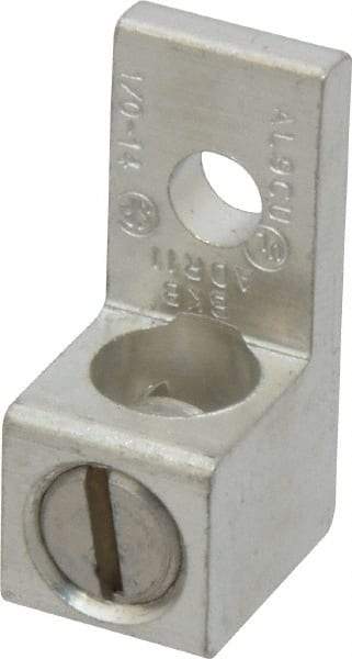 Thomas & Betts - 14-1/0 AWG Noninsulated Compression Connection Square Ring Terminal - 1/4" Stud, 1-15/32" OAL x 5/8" Wide, Tin Plated Aluminum Contact - A1 Tooling