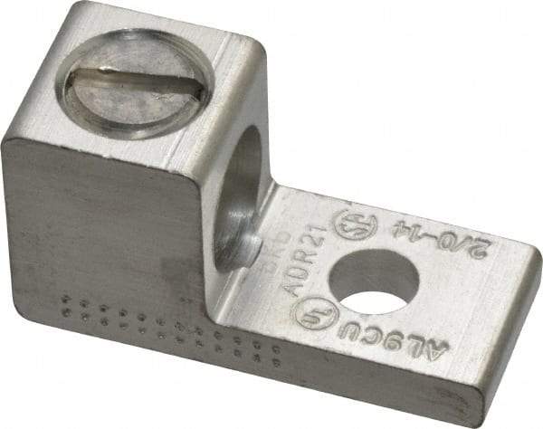 Thomas & Betts - 14-2/0 AWG Noninsulated Compression Connection Rectangle Ring Terminal - 1/4" Stud, 1-15/32" OAL x 5/8" Wide, Tin Plated Aluminum Contact - A1 Tooling