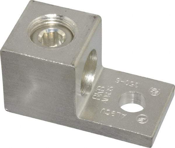 Thomas & Betts - 6 AWG Noninsulated Compression Connection Square Ring Terminal - 3/8" Stud, 2-1/4" OAL x 1-1/8" Wide, Tin Plated Aluminum Contact - A1 Tooling