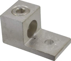 Thomas & Betts - 4 AWG Noninsulated Compression Connection Square Ring Terminal - 3/8" Stud, 2-13/16" OAL x 1-1/2" Wide, Tin Plated Aluminum Contact - A1 Tooling