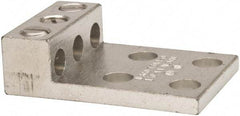 Thomas & Betts - 14-1/0 AWG Noninsulated Compression Connection Rectangle Ring Terminal - 3/8" Stud, 2-29/32" OAL x 2" Wide, Tin Plated Aluminum Contact - A1 Tooling