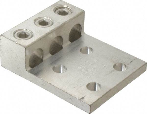 Thomas & Betts - 4 AWG Noninsulated Compression Connection Rectangle Ring Terminal - 1/2" Stud, 4-11/16" OAL x 3-3/4" Wide, Tin Plated Aluminum Contact - A1 Tooling