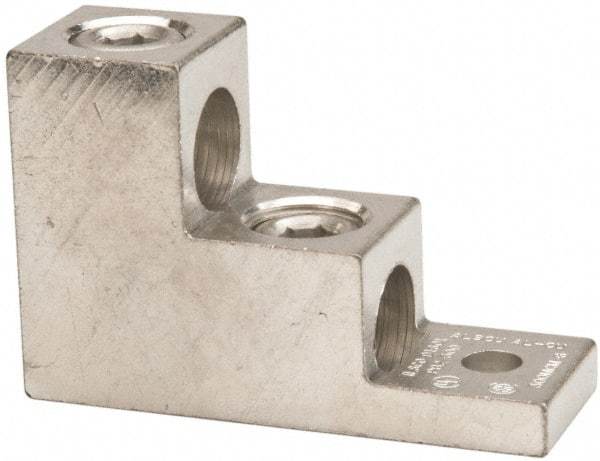 Thomas & Betts - 6 AWG Noninsulated Compression Connection Square Ring Terminal - 5/16" Stud, 3" OAL x 1-1/8" Wide, Tin Plated Aluminum Contact - A1 Tooling