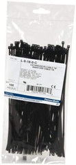 Thomas & Betts - 8" Long Black Nylon Standard Cable Tie - 18 Lb Tensile Strength, 1.13mm Thick, 2" Max Bundle Diam - A1 Tooling