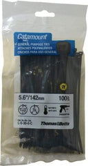 Thomas & Betts - 5.6" Long Black Nylon Standard Cable Tie - 30 Lb Tensile Strength, 1.21mm Thick, 1-1/4" Max Bundle Diam - A1 Tooling