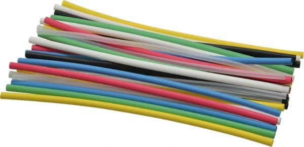 3M - 6" Long, 2:1, Polyolefin Heat Shrink Electrical Tubing - Black, Blue, Clear, Green, Red, White, Yellow - A1 Tooling