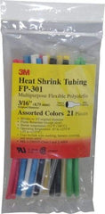 3M - 6" Long, 2:1, Polyolefin Heat Shrink Electrical Tubing - Black, Blue, Clear, Green, Red, White, Yellow - A1 Tooling