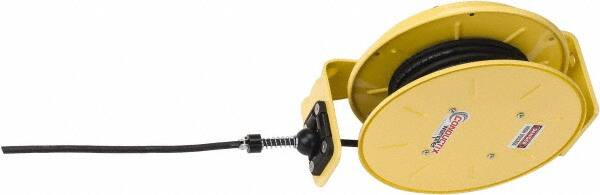 Conductix - 16 AWG, 20' Cable Length, Cord & Cable Reel with Bare End - 3 Outlets, NEMA 5-15R, 10 Amps, SEOW-A Cable, Yellow Reel, Spring Driven Reel - A1 Tooling