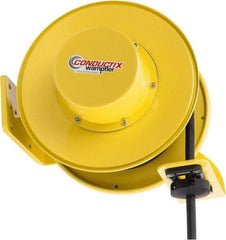 Conductix - 12 AWG, 40' Cable Length, Cord & Cable Reel with Bare End - 3 Outlets, NEMA 5-20R, 20 Amps, SEOW-A Cable, Yellow Reel, Spring Driven Reel - A1 Tooling