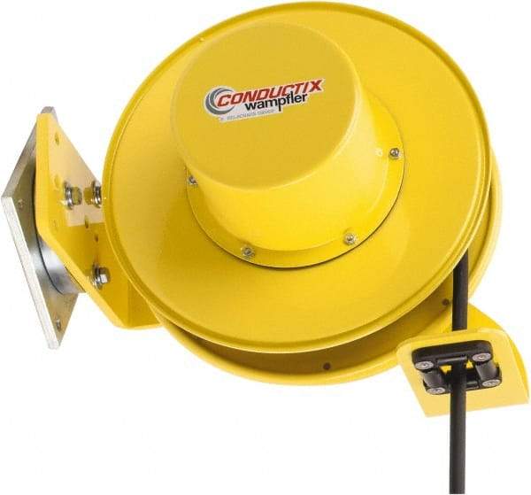 Conductix - 14 AWG, 40' Cable Length, Cord & Cable Reel with Cable End - 3 Outlets, SO Cable, White Reel - A1 Tooling