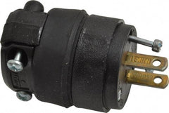 Leviton - 125 VAC, 15 Amp, 1-15P NEMA, Straight, Ungrounded, Residential Grade Plug - 2 Pole, 2 Wire, 1 Phase, Rubber, Black - A1 Tooling