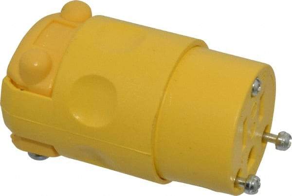 Leviton - 125 VAC, 15 Amp, 5-15R NEMA, Straight, Self Grounding, Residential Grade Connector - 2 Pole, 3 Wire, 1 Phase, PVC, Yellow - A1 Tooling