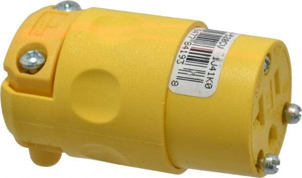 Leviton - 125 VAC, 20 Amp, 5-20R NEMA, Straight, Self Grounding, Commercial Grade Connector - 2 Pole, 3 Wire, 1 Phase, PVC, Yellow - A1 Tooling