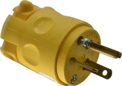 Leviton - 125 VAC, 20 Amp, 5-20P NEMA, Angled, Self Grounding, Commercial Grade Plug - 2 Pole, 3 Wire, 1 Phase, PVC, Yellow - A1 Tooling