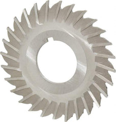 Made in USA - 2-1/2" Blade Diam x 1/16" Blade Thickness, 7/8" Hole, 28 Teeth, High Speed Steel Side Chip Saw - Straight Tooth, Arbor Connection, Right Hand Cut, Uncoated, with Keyway - A1 Tooling