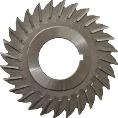 Made in USA - 2-1/2" Blade Diam x 1/8" Blade Thickness, 7/8" Hole, 28 Teeth, High Speed Steel Side Chip Saw - Straight Tooth, Arbor Connection, Right Hand Cut, Uncoated, with Keyway - A1 Tooling