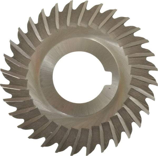 Made in USA - 3" Blade Diam x 1/16" Blade Thickness, 1" Hole, 32 Teeth, High Speed Steel Side Chip Saw - Straight Tooth, Arbor Connection, Right Hand Cut, Uncoated, with Keyway - A1 Tooling