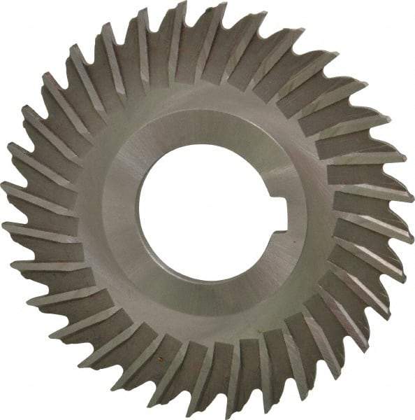 Made in USA - 3" Blade Diam x 7/64" Blade Thickness, 1" Hole, 32 Teeth, High Speed Steel Side Chip Saw - Straight Tooth, Arbor Connection, Right Hand Cut, Uncoated, with Keyway - A1 Tooling