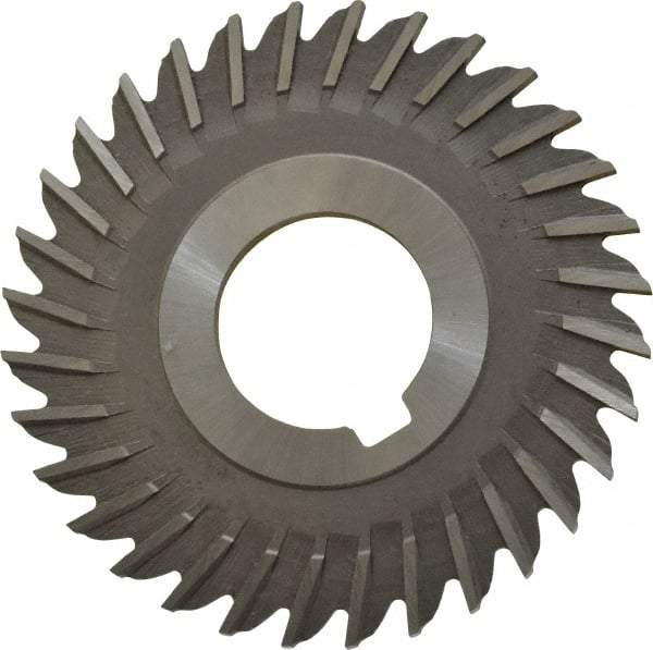 Made in USA - 3" Blade Diam x 1/8" Blade Thickness, 1" Hole, 32 Teeth, High Speed Steel Side Chip Saw - Straight Tooth, Arbor Connection, Right Hand Cut, Uncoated, with Keyway - A1 Tooling