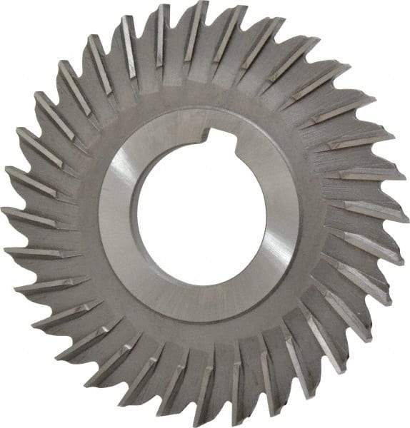 Made in USA - 3" Blade Diam x 9/64" Blade Thickness, 1" Hole, 32 Teeth, High Speed Steel Side Chip Saw - Straight Tooth, Arbor Connection, Right Hand Cut, Uncoated, with Keyway - A1 Tooling