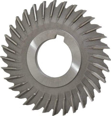 Made in USA - 3" Blade Diam x 9/64" Blade Thickness, 1" Hole, 32 Teeth, High Speed Steel Side Chip Saw - Straight Tooth, Arbor Connection, Right Hand Cut, Uncoated, with Keyway - A1 Tooling