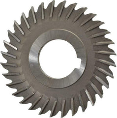 Made in USA - 3" Blade Diam x 5/32" Blade Thickness, 1" Hole, 32 Teeth, High Speed Steel Side Chip Saw - Straight Tooth, Arbor Connection, Right Hand Cut, Uncoated, with Keyway - A1 Tooling