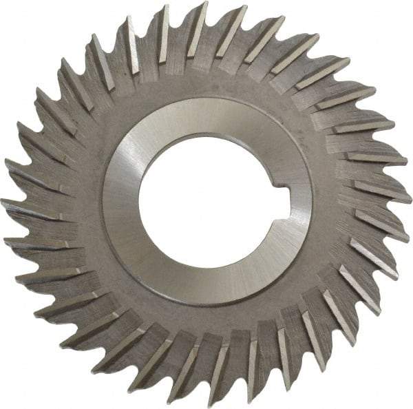 Made in USA - 3" Blade Diam x 11/64" Blade Thickness, 1" Hole, 32 Teeth, High Speed Steel Side Chip Saw - Straight Tooth, Arbor Connection, Right Hand Cut, Uncoated, with Keyway - A1 Tooling