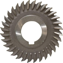 Made in USA - 3" Blade Diam x 7/32" Blade Thickness, 1" Hole, 32 Teeth, High Speed Steel Side Chip Saw - Straight Tooth, Arbor Connection, Right Hand Cut, Uncoated, with Keyway - A1 Tooling