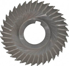 Made in USA - 4" Blade Diam x 1/16" Blade Thickness, 1-1/4" Hole, 36 Teeth, High Speed Steel Side Chip Saw - Straight Tooth, Arbor Connection, Right Hand Cut, Uncoated, with Keyway - A1 Tooling