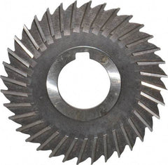 Made in USA - 4" Blade Diam x 9/64" Blade Thickness, 1-1/4" Hole, 36 Teeth, High Speed Steel Side Chip Saw - Straight Tooth, Arbor Connection, Right Hand Cut, Uncoated, with Keyway - A1 Tooling