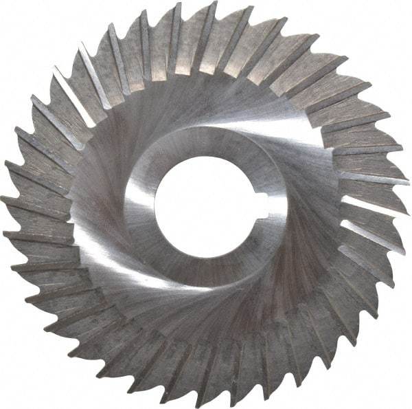 Made in USA - 4" Blade Diam x 3/32" Blade Thickness, 1" Hole, 36 Teeth, High Speed Steel Side Chip Saw - Straight Tooth, Arbor Connection, Right Hand Cut, Uncoated, with Keyway - A1 Tooling