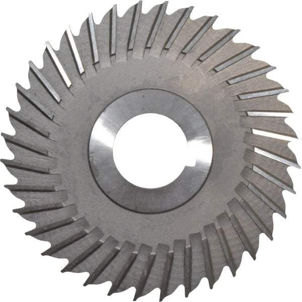 Made in USA - 4" Blade Diam x 1/8" Blade Thickness, 1" Hole, 36 Teeth, High Speed Steel Side Chip Saw - Straight Tooth, Arbor Connection, Right Hand Cut, Uncoated, with Keyway - A1 Tooling